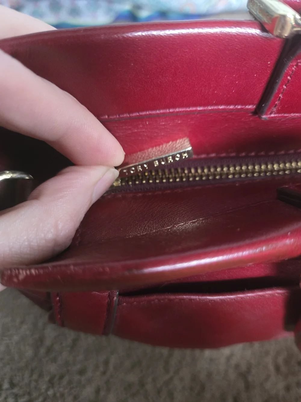 Tory Burch Red Leather Satchel with Gold Hardware With Dust Bag